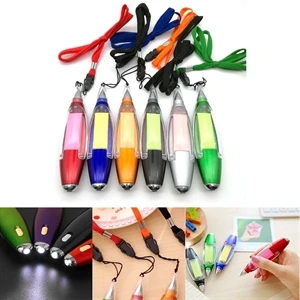 Multi-Function Lanyard Pen With LED Flashlight Sticky Note