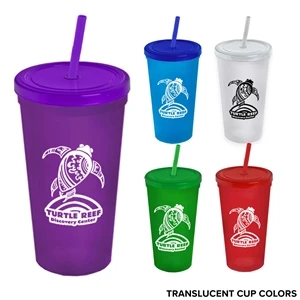 24 Oz. Stadium Cup With Straw And Lid