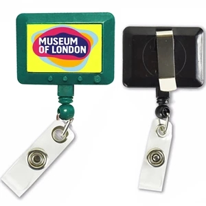 Jumbo Rectangle Custom Badge Reels w/ Belt Clip backing