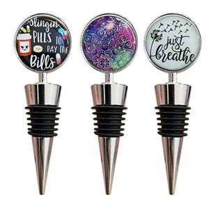 Round Epoxy Silver Wine Bottle Stopper