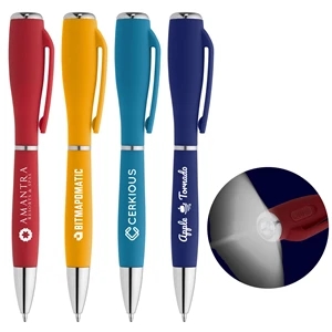 Custom Logo Nova Softy Metallic LED Light Pen - Pad Print