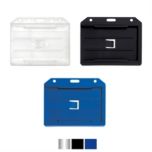 Horizontal 2 Card Badge Holder w/ 2 Thumb Notches