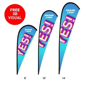 8' Premium Double Sided Teardrop Flag Graphic Only