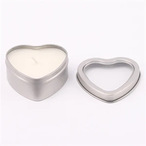 Empty Heart Shaped Silver Metal Tins with Clear Window