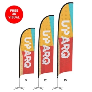 12' Double Side Feather Flag w/Pole, Ground Stake,Cross Base