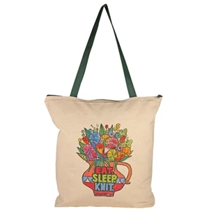 Bottom Gusset Cotton Tote, with Poly Handles & Zipper