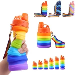 Portable Rainbow Silicone Water Bottle