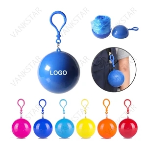 Disposable Raincoat Poncho Ball With Keychain