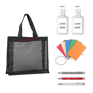 Mesh Tote Bag With Pen & Notebook