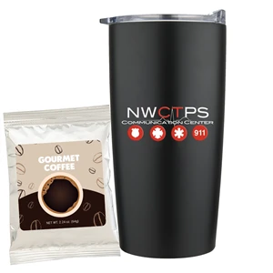 Custom Logo 20 oz Stainless Steel Straight Tumbler With Coffee Packet