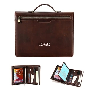 Multifunctional Zipper Business Leather Portfolio Folders