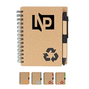 Recycled Inspired Spiral Notebook & Pen