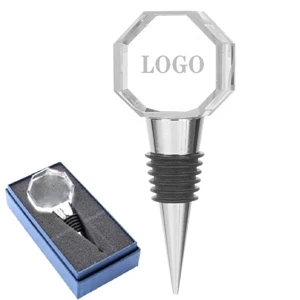 3D Engraved Crystal Wine Stopper - Octagon