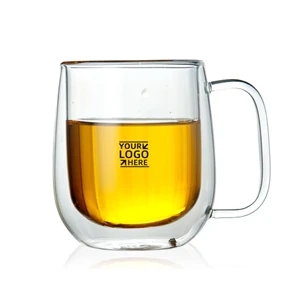 12oz Double Wall Insulated Glass Mug with Handle