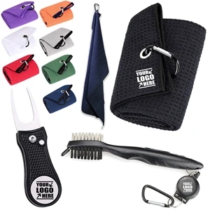 Golf Towel Club Groove Cleaner Brush Divot Tool Kit