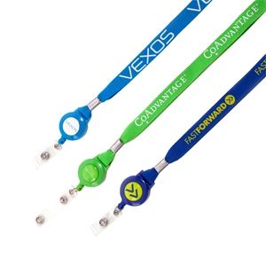 Custom Logo 5/8" Flat Polyester Lanyard with Badge Reel