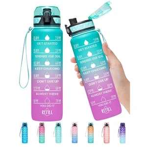 32oz Motivational Sports Water Bottle with Time Marker