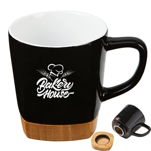 11 oz. Ceramic Mug with Removable Bamboo Coaster Bottom