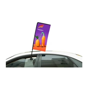 32" Stationary Rectangle Car Flag - 1 Side Imprint