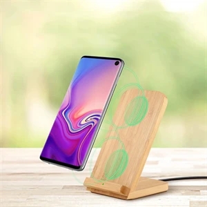 Custom Logo Bamboo Power Stand Wireless Charging Pad Eco-friendly