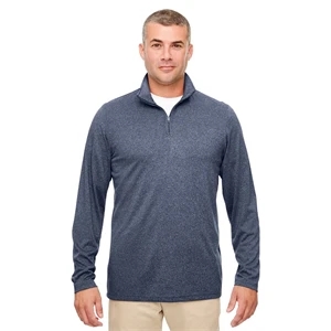 UltraClub Men's Cool & Dry Heathered Performance Quarter-Zip