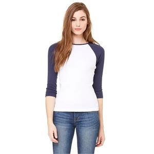 Bella + Canvas Ladies' Baby Rib Three-QuarterSleeve Contr...