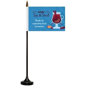 4" x 6" Single Reverse Stick Flag with Black Plastic Base