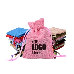 Pure Color Linen Drawstring Bag Multiple Sizes