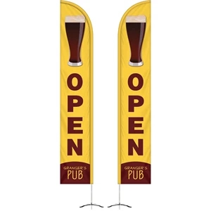 12' Double Sided Half Drop Banner w/ Premium Hardware & Base