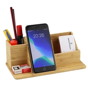 Bamboo Desk Organizer with Wireless Charger