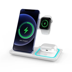 Custom Logo 3 in 1 Wireless Charger Dock Stand Watch and Phone