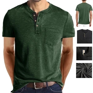 Men'S T-Shirt Short Sleeve Henley Shirt