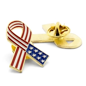 American Flag Ribbon Patriotic Lapel Pin