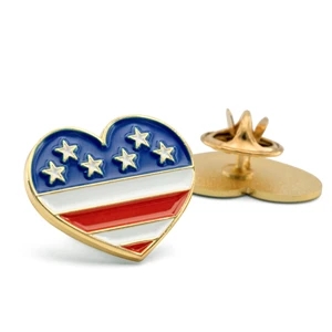 Heart with American Flag Patriotic Enamel Lapel Pin