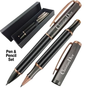 Executive Carbon Fiber Metal Pen Ballpoint & Pencil Set