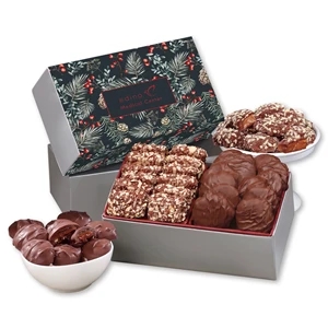 Toffee & Pecan Clusters in Gift Box with Pine Boughs Sleeve