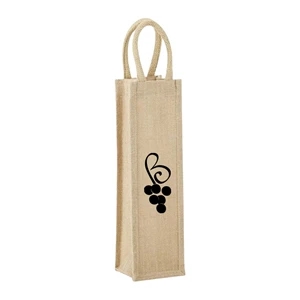 Custom Logo 1-Bottle Jute Tote