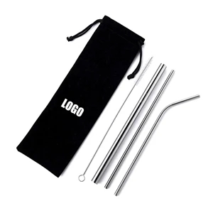 4PCS Silver Stainless Steel Straws Set