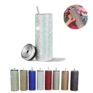 Stainless Steel Rhinestone Tumbler Reusable Water Bottle