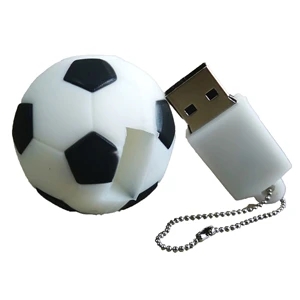 Soccer Shaped PVC Fast USB Drive with Keyring