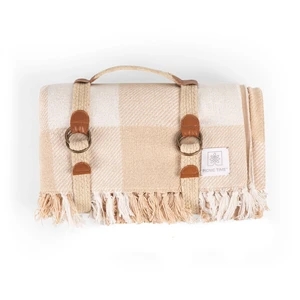 Montecito Picnic Blanket with Harness, (Beige Gingham)