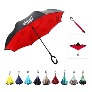 Reversible Inverted Umbrella With C-Shape Handle