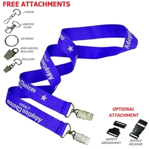 3/4" Custom Open Ended Polyester Lanyard w/ Badge Holder