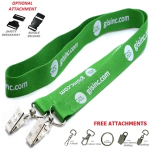 1" Custom Open Ended Polyester Lanyard w/ Badge Holder