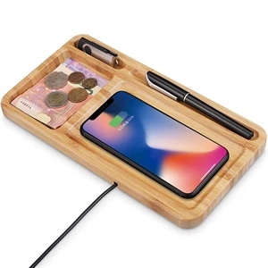 Bamboo Wireless Charger Pad With Phone Holder