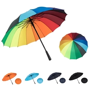 Custom Logo Multi-Color Straight Rainbow Umbrella