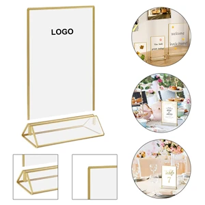 Clear Acrylic Wedding Table Number Holders with Gold Borders