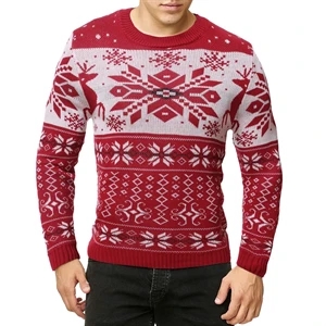 Mens Slim Fit Knitted Yarn Christmas Pullover Sweater