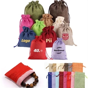 Linen Burlap Gift Bags with Drawstring