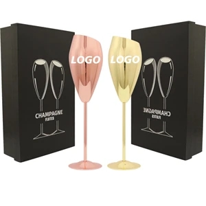 Custom 7 oz Stainless Steel Champagne Flutes Set of 2